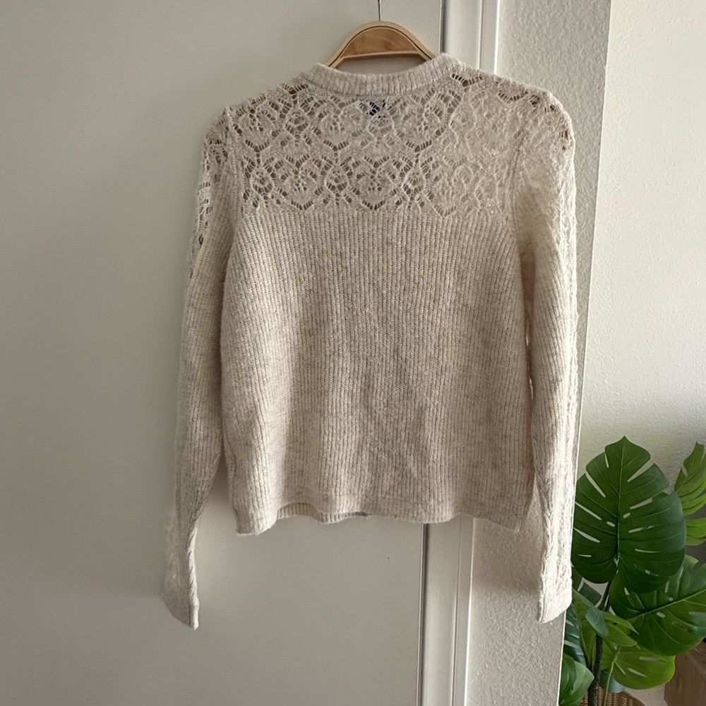 Elegant Cream Lace Women's Sweater - Picture 4 of 5